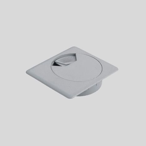 2x Passe câble carré 73 x 73mm encastrable diamètre 60mm Bureau Table Fil Cordon Prise Ordinateur Ecran Cache Rangement Accessoire Ameublement, en plastique gris argent