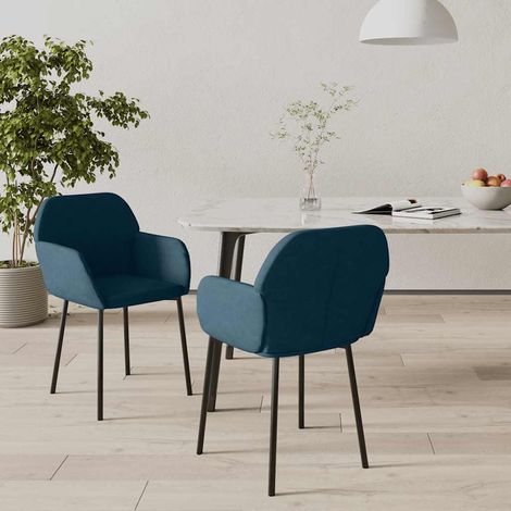 Esszimmerstühle 2 Stk. Blau Samt