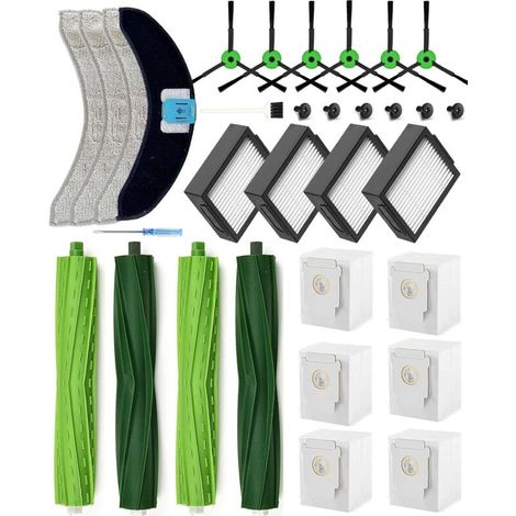 26-Piece Replacement Kit for iRobot Roomba Combo J7+/J9+/J10 Max Vacuum Cleaner, Combo J7 Plus/J9 Plus Accessory Kit: 4 Main Brushes, 6 Side Brushes, 4 HEPA Filters, 6 Bags (1/4)