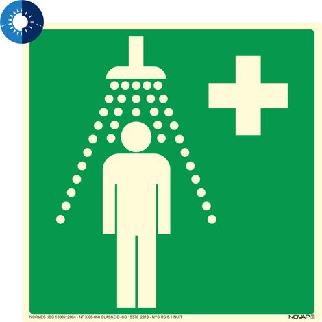 Panneau photoluminescent HD Douche de sécurité - rigide 200x200mm - 4055268