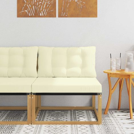 Canapé de Milieu d'Extérieur Modulaire en Bois d'Acacia et Acier Blanc 79 x 83 x 73 cm, 11.73kg - PANGIVO (1/5)