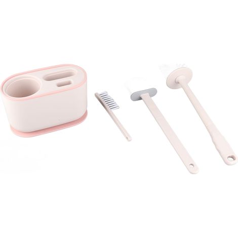 Ensemble de brosses de toilette à long manche, nettoyage en profondeur, multifonctionnelles, à suspendre, pour salle de bain, Sakura, rose (1/5)