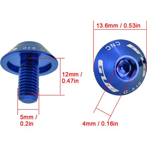 GUB G-510 Lot de 2 vis de fixation M5  12 mm pour porte-bidon de vélo (bleues) (1/5)