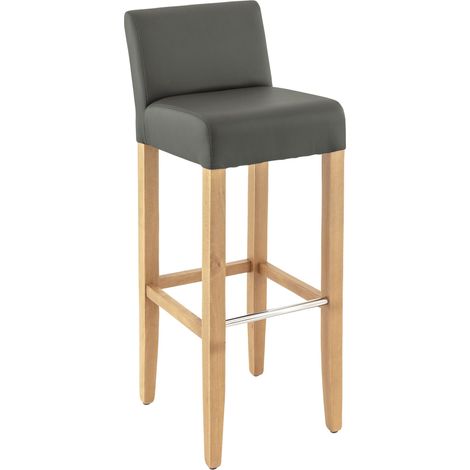 Tabouret de restaurant hêtre massif et simili Clarisse (1/5)