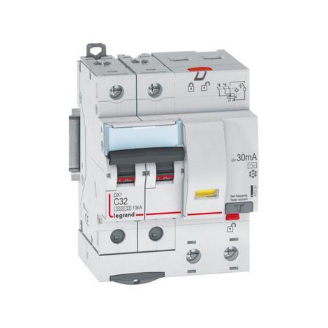 Disjoncteur différentiel monobloc DX³6000 10kA à vis 2 Pôles de 230V à 400V 32A type AC 30mA LEGRAND 411161
