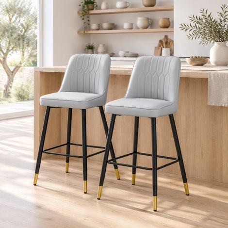 MEUBLIV Set di 2 sgabelli da bar 100 cm grigio chiaro e nero con poggiapiedi (1/5)