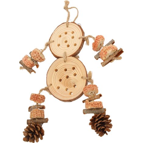 Jouets à mâcher pour oiseaux : puzzle, bouchons de liège, bûches, pommes de pin, épis de maïs, écorces. Jouet pour cage de perroquet, perruche, calopsitte, conure. (1/5)