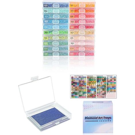 Boîte de rangement pour 20 pièces de peinture diamant - Plateaux avec couvercles - Organisateur pour peinture diamant - Boîte de rangement pour mini-accessoires - Pour peinture diamant, point de croix (1/5)