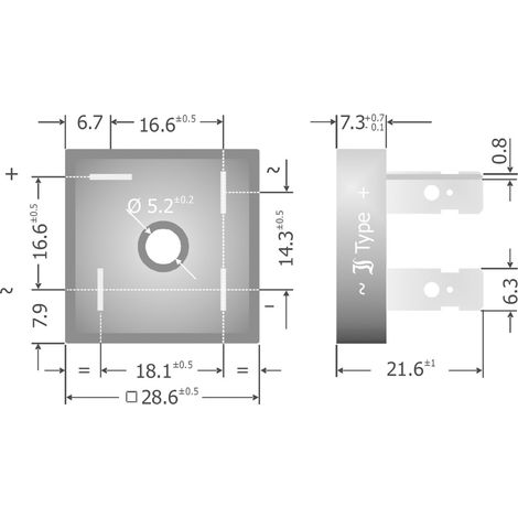 Diotec KBPC3510FP Pont redresseur KBPC 1000 V 35 A Monophasé