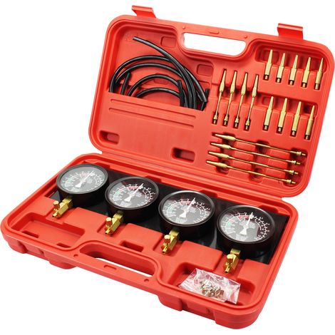 Kit de Jauges à Vide de Synchronisation de Carburateur 4 Pièces, Dépressiomètre Carburateur avec Adaptateurs Courts et Longs, Synchronisateur de Carburateur, Carburateur à Vide Moto Voiture (1/5)
