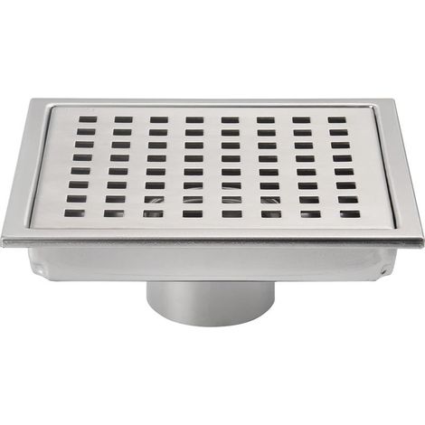 Siphon de sol carré de 6 pouces, grille avec couvercle amovible, acier inoxydable SUS304, nickel brossé (1/4)