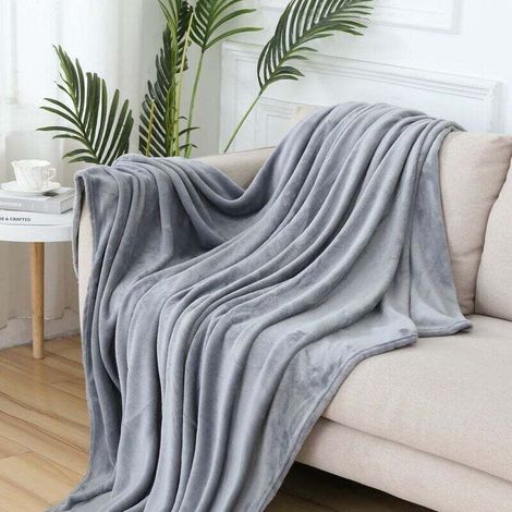 Plaid Polaire 150x200 Plaid canape Grande Taille Plaid Grande Taille en Flanelle Couverture Polaire 150x200cm Plaid Polaire - Couvre lit touché Ultra Doux -(Lavable, Gris)