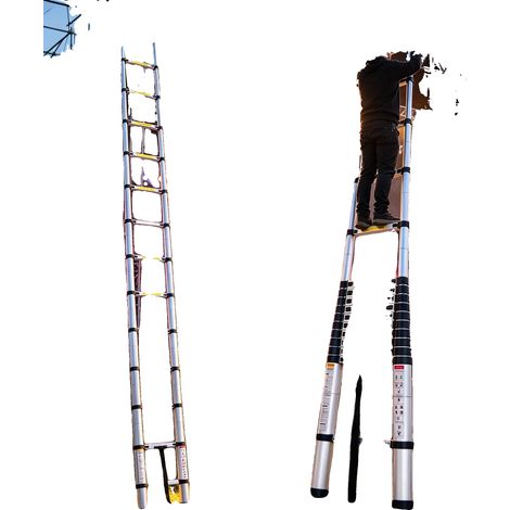 Teleskopleiter, Schwerlast, Rutschfeste Konstruktion, Silber (1/5)