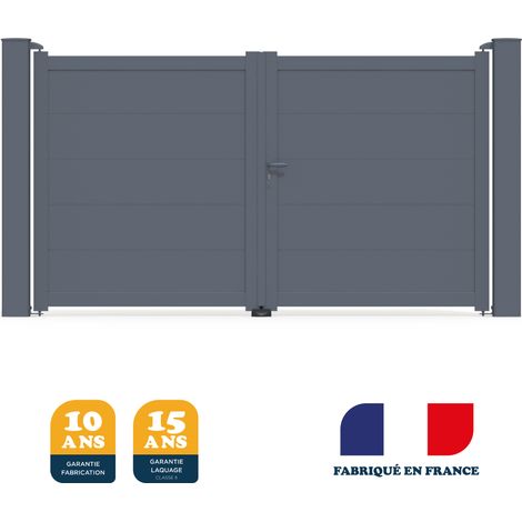 Portail aluminium battant YEL gris anthracite RAL 7016 – Largeur 306 cm – Hauteur 172 cm – Prêt à poser – Fabrication française (1/5)
