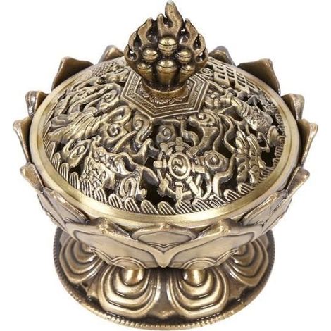 Vintage Rückfluss-Räucherkegelhalter, Räucherstäbchenbrenner, Kegelhalter, Heimdekoration, Warm (Bronze) (1/4)