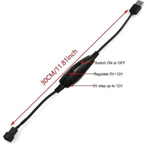 Gebildet 12V USB auf 3-Pin und 4-Pin Stromadapterkabel für PC-Lüfter mit Schalter und Drehzahlregler (1/5)