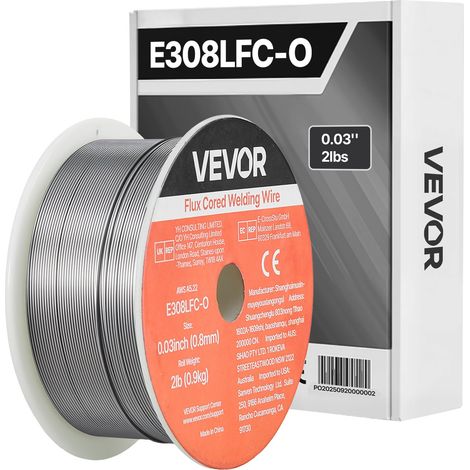 Fil Fourré sans Gaz 0,8 mm 0,9 kg par Bobine Fil de Soudage MIG E308LFC-O pour Soudage à l'Arc de Toutes Positions, Auto-protégé, Utilisation Extérieure, Acier Inoxydable, Faible Projection (1/5)