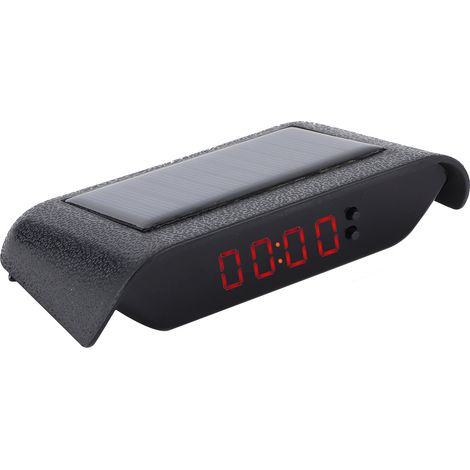 Horloge numérique de voiture Camion Solaire Date Heure Température Affichage LCD Rouge Lumière Sans Câblage (1/5)