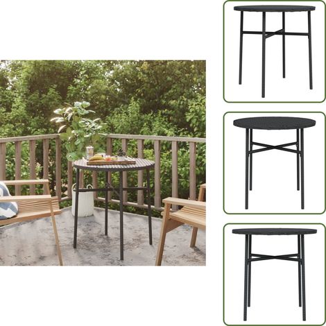 Beistelltisch Schwarz 45 cm Poly Rattan - Gartentisch - Rundes Bistroset - Outdoor Möbel - Terrassenmöbeln - Esszimmergarnitur