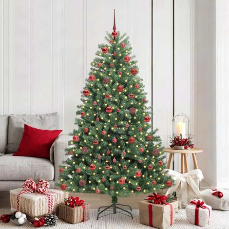 vidaXL Künstlicher klappbarer Weihnachtsbaum mit 300 LEDs Grün 180 cm (1/5)