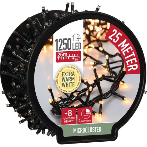 LED Lichterkette auf Trommel - extra warmweiß - Länge 25 m / 1250 LED - Lichterkette mit Timer und 8 Funktionen - Indoor / Outdoor
