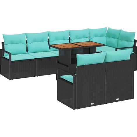 Garden Sofa Set 9 pcs 8-Seater Black and Teal vidaXL (1/5)