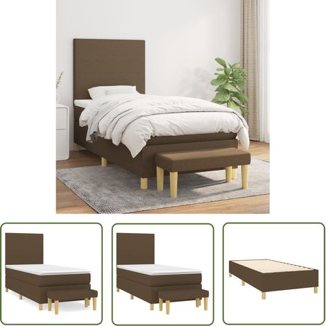 The Living Store Boxspringbett mit Matratze Dunkelbraun 100x200 cm Stoff - Boxspringbett - Doppelbett - Bettenrahmen - Bettmatratze - Schlafsystem (1/5)