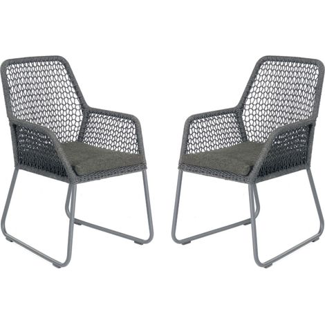 Sonnenpartner Poison 2er-Set Gartensessel Gartenstuhl Alu mit Polyrope dunkelgrau (1/2)