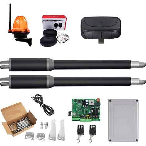 Kit d'ouvre-portes automatiques Ouvre-porte actionneur linéaire engrenage à vis sans fin DC ouvre-porte pivotant automatique Tube électrique, lumière, bouton, opérateur GSM pour accessoires de portail (1/5)