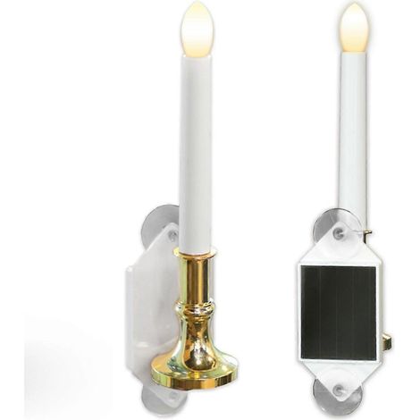 Solar kaarslamp - Op zonne-energie werkende kaarsvormige wand-, raam- en tuinlamp (2 stuks) (1/5)