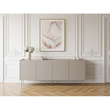 Bobochic – Buffet bas 4 portes 220 cm – Style moderne – Panneaux de particules mélaminés – Couleur chêne – Dimensions 220x40x85 cm (1/5)
