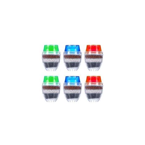 Filtre eau Robinet à Charbon Actif, 6 Pièces Purificateur Mini Water Filtre Robinet pour Cuisine Water Filter, Qualité Universel Filtre Anti Calcaire eau Robinet Rond pour Kitchen (6-Layer Filt (1/5)