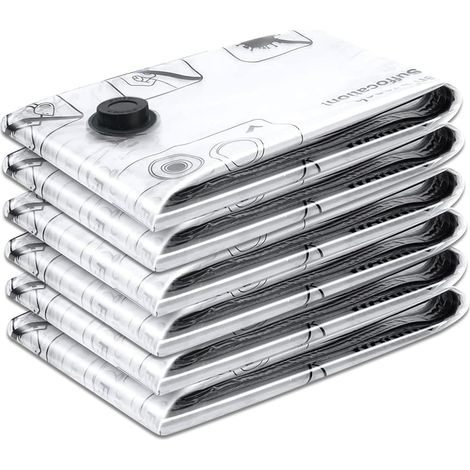 Lot de 6 sacs de rangement sous vide pour vêtements (60 x 40 cm) - Gain de place - Sacs de rangement sous vide pour armoires, valises, draps, oreillers, couvertures - Voyage-AquaForge