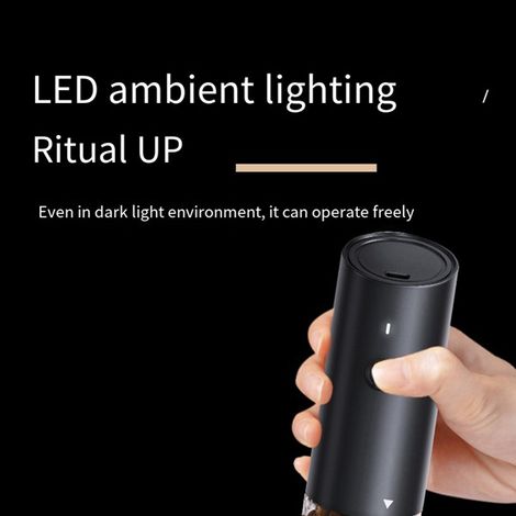 Available in two colors: white and black. Material: ABS. USB rechargeable electric pepper mill. (1/5)