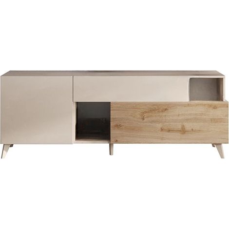 Mobile porta TV bianco legno moderno cassetto 2 ante 181x42x67cm Edwin - Rovere - Bianco (1/5)