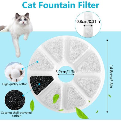Lot de 12 Filtres de Remplacement pour Fontaine à Eau pour Chat, Triple Filtration au Charbon Actif, Compatible avec Abreuvoir pour Animaux