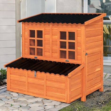 Poulailler orange en tannenholz plastique 100 x 86 x 100 cm (1/5)