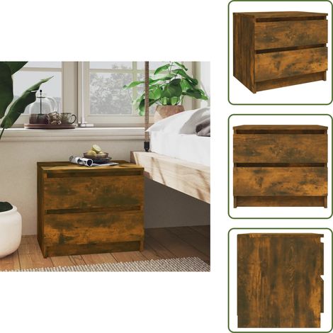 The Living Store Table de chevet Chêne fumé 50x39x43,5 cm Bois d'ingénierie - Bois d'ingénierie (1/5)