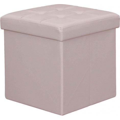 Pouf contenitore cubo baule quadrato 38x38 cm rivestito in ecopelle -  Pink