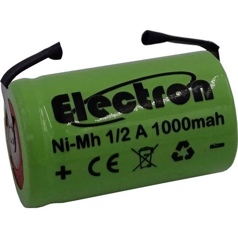 Batteria ricaricabile Ni-Mh 1/2A 1,2V 1000mAh con linguette a saldare