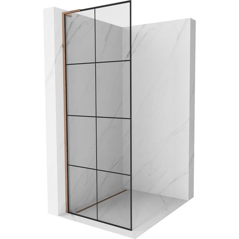 Mexen Kioto L Duschabtrennung Walk-in 80 x 200 cm, schwarzes Muster, roségold - 800-080-103-60-77 (1/5)