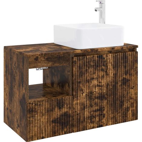 Bathroom Furniture Set 2 pcs Smoked Oak Engineered Wood vidaXL (1/5)