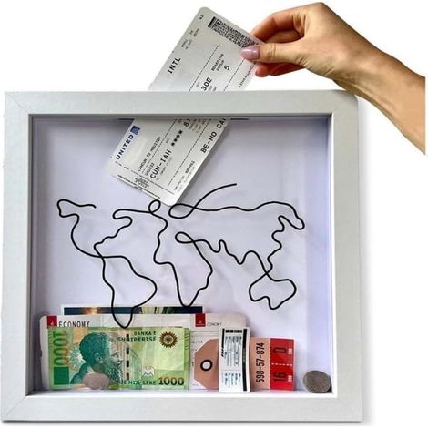 Caja de recuerdos AdventureMemo - Caja de recuerdos con ranuras para billetes de viaje, 20 x 20 cm (1/5)