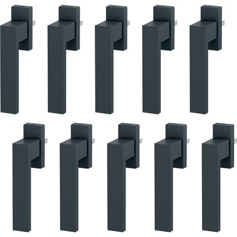 Kintech – Lot de 10 poignées de fenêtre aluminium – Finition gris RAL7016 mat – Crantage 4 positions 90° – Carré 7x35 mm