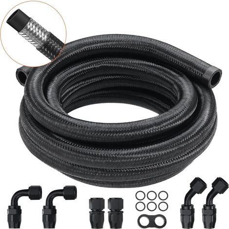 Durite Essence 10AN Kit Tuyau Carburant 3m Tressé Nylon Inox Ø20mm avec 7 Raccords Pivotants pour Circuit Auto Moto (1/5)