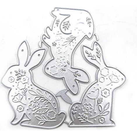 Lapin de Pâques Découpe Métal Gabarit Scrapbooking Stencil Cartes DIY Eming, 6 Pièces, Poinçon Découpe Créatif pour Embellissements de Loisirs Créatifs (1/5)