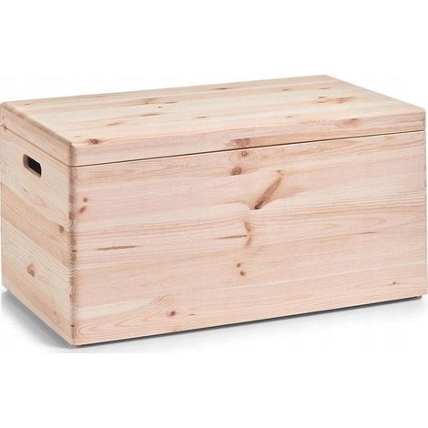 Zeller Caja de almacenamiento multiusos en pino natural con tapa (1/3)