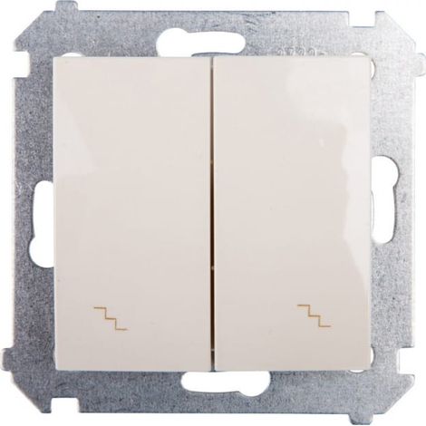 Interruptor doble para escaleras Simon 54 con iluminaci贸n, color crema DW6/2L.01/41