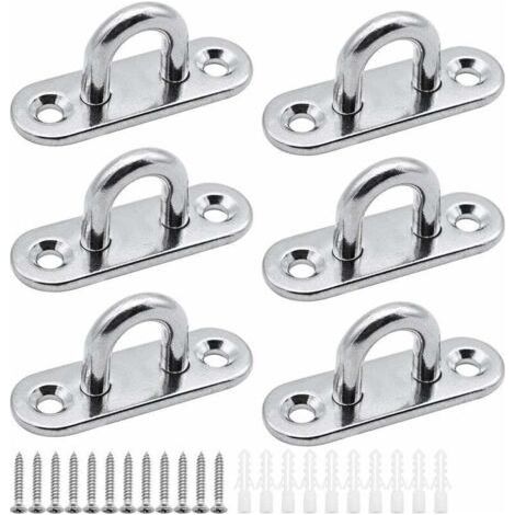 6 pièces plaques à œillets Plaque de Couverture en Acier Inoxydable Plaque de mât de 5mm Crochets de Fixation Robustes pour Crochets muraux chaises suspendues auvent Accessoires de Bateau etc (1/4)