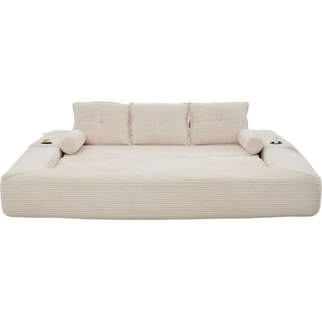 3-Sitzer-Schlafsofa in beigem Cord MODENUIT (1/5)